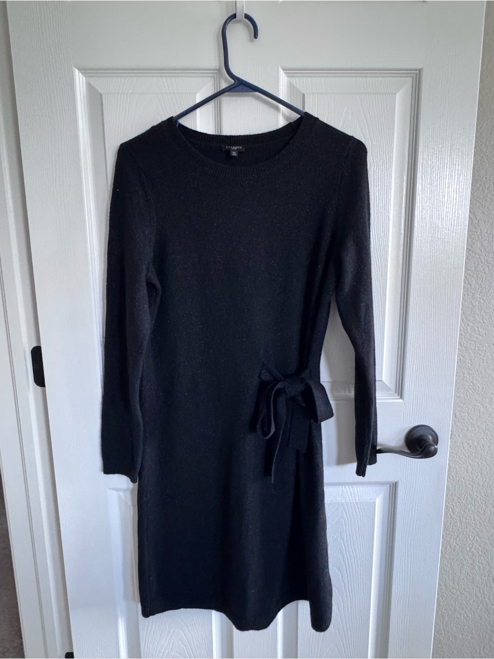 Talbots Black Knit Long-Sleeve Belted Dress
